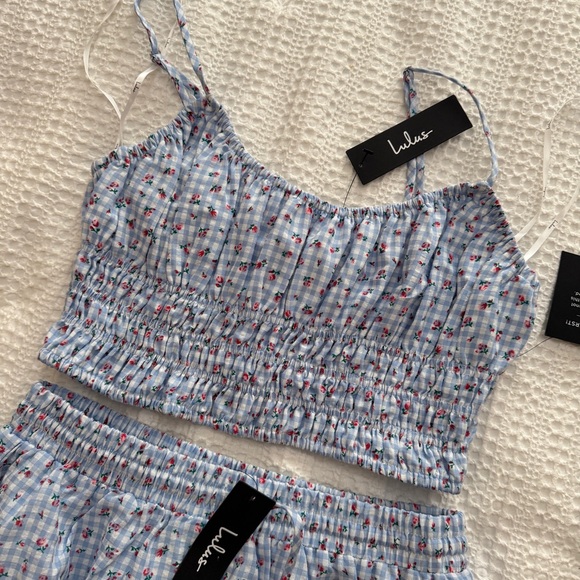 NWT Lulu’s Delightful Blue Gingham Two-Piece Midi Dress - Sz Small - Picture 8 of 12